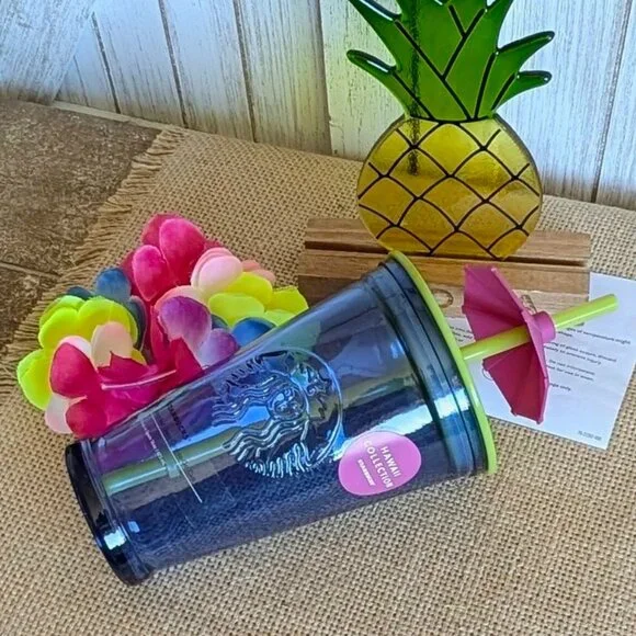 🌺 Starbucks Tumbler Hawaii Exclusive Collection Glass Cold Cup with Umbrella - Picture 4 of 8